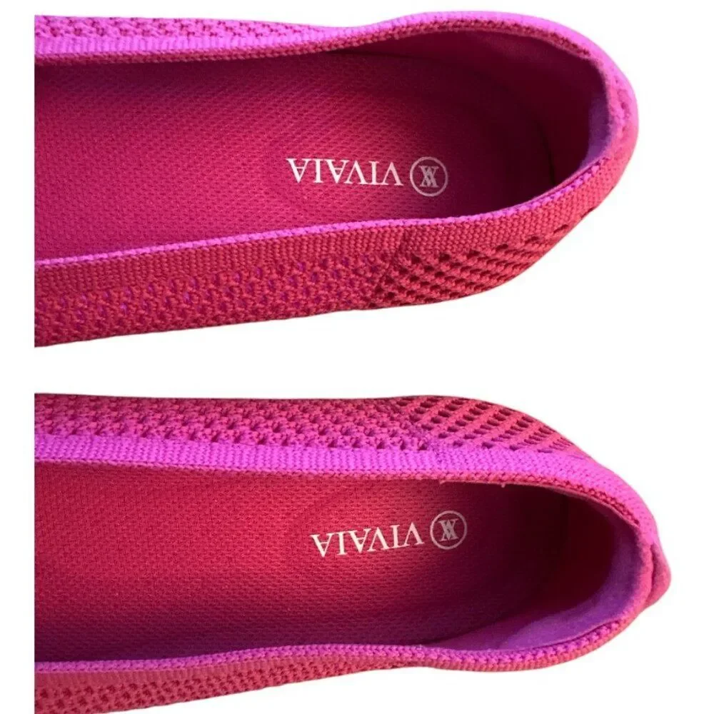 Vivaia Margot Mesh Square Toe V-cut Mesh Flats Pitaya Mesh Sz 40